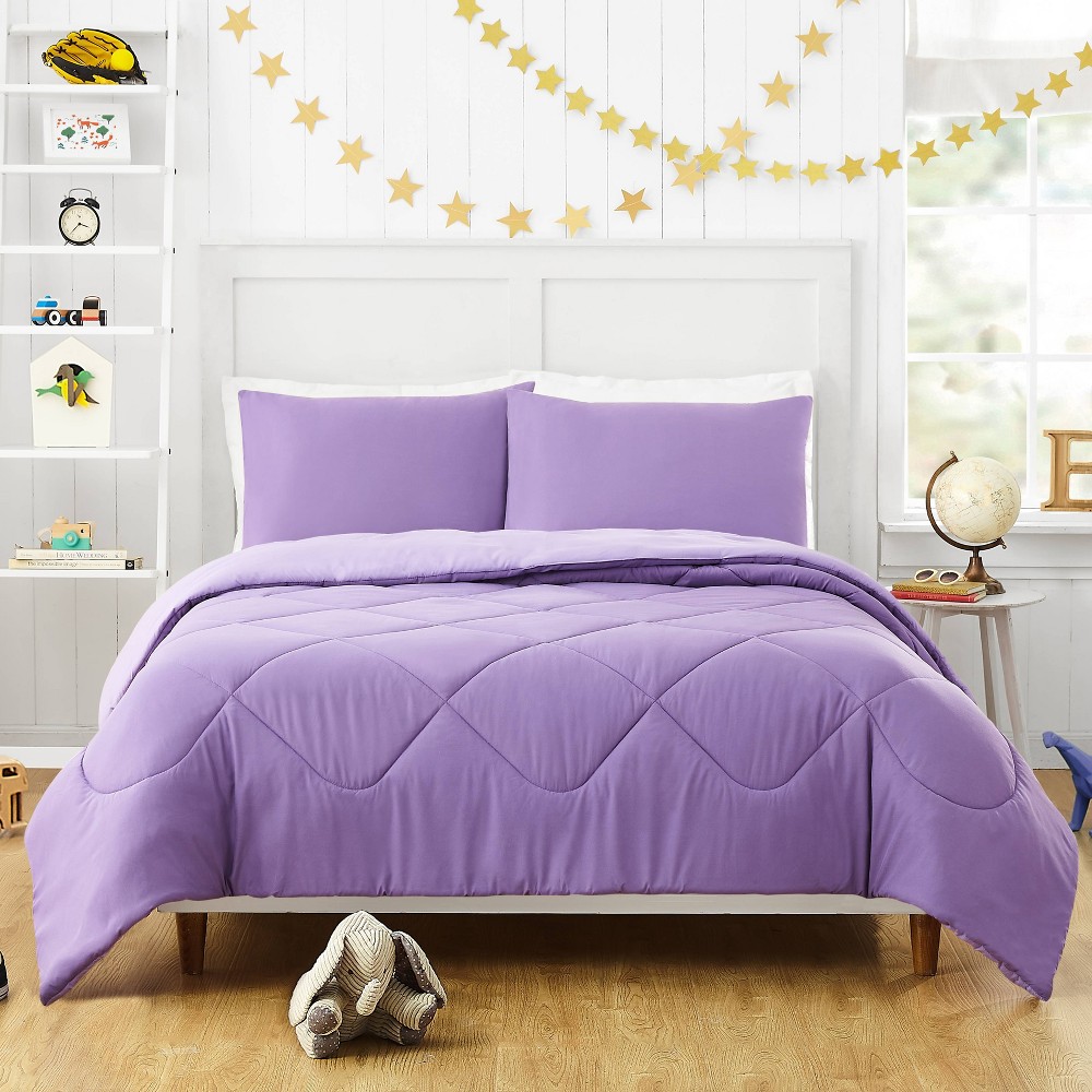 Photos - Bed Linen 3pc Full/Queen Iris Kids' Comforter Set Purple - Urban Playground: Microfiber Bedding for Girls, Includes 2 Shams