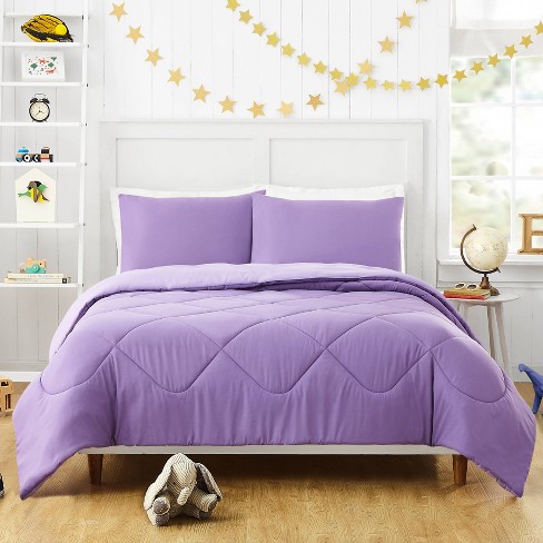 3pc Full Queen Iris Comforter Set, Purple Bed In A Bag Queen Size