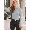 Women's Long Sleeve Knit Shirts Tops Soft Crewneck Blouse Stretch Fitted Fall Business Casual Y2K Outfits - 2 of 4