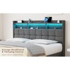 Dolonm King Size Bed Frame with LED Lights & Charging Station, Upholstered Headboard, 2 Drawers – Light Gray, No Box Spring Needed - 3 of 4
