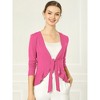INSPIRE CHIC Women's Tie Front Long Sleeve Crop Ruffle Knit Cardigan Sweaters - 2 of 4