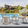 3 Piece Patio Bistro Set, Outdoor Acapulco Chairs Set of 2 with Glass Top Table, All Weather Modern Patio Chairs with Cushions - 2 of 4