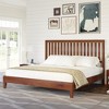 AMERLIFE Solid Wood Bed Frame, Mid-Century Platform Bed with Grille Headboard - 3 of 3