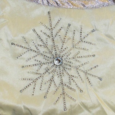 Christmas Tree Skirt with Crystal Lace Snowflake Design