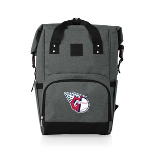 MLB Cleveland Guardians On The Go Roll-Top Cooler Backpack - Heathered Gray - 1 of 4