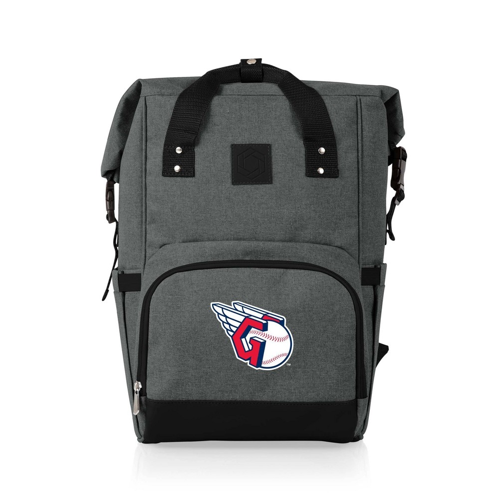 Photos - Fridge MLB Cleveland Guardians On The Go Roll-Top Cooler Backpack - Heathered Gra 