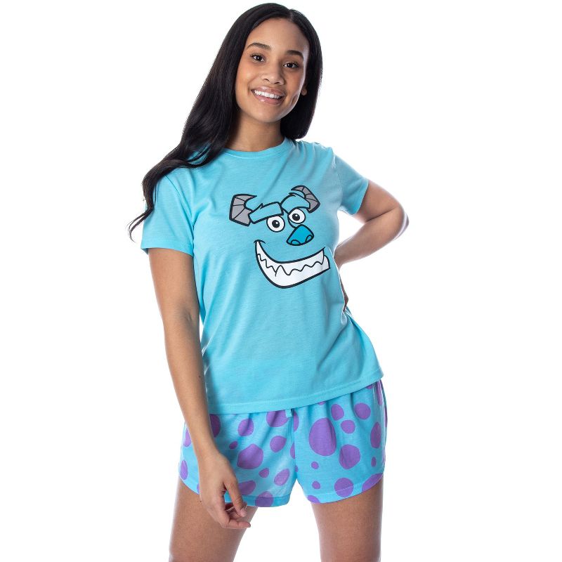 Disney Women's Monsters Inc. Sulley Shirt Top and Sleep Shorts Pajama Set Sulley, 1 of 6