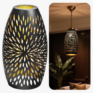 ALUCSET Pendant Light Shade Replacement, Metal Lampshade with 1-5/8" Fitter, Metal Oval Etched Lamp Shape Cover for Chandelier Table Wall Lamp - 1 of 4