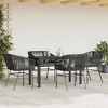 vidaXL 5 Piece Black PE Rattan Patio Dining Set - Outdoor Table with Tempered Glass Top & Cushioned Chairs for Garden, Backyard, and Patio - 3 of 4