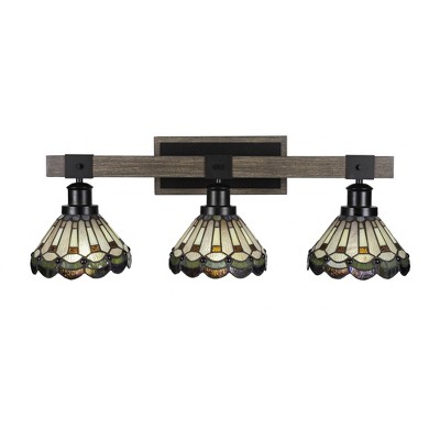 Toltec Lighting Tacoma 3 - Light Vanity in  Black/Painted Wood with 7" Cyprus Art Glass Shade