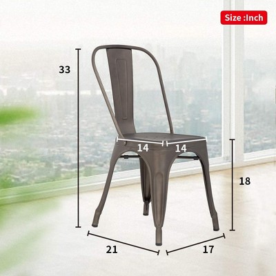 Set of 4 Gray Alloy Steel Armless Dining Chairs with Cushions