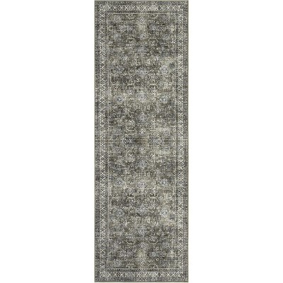 Runner Rug Machine Washable, Non-Slip Low Pile Vintage Carpet for Kitchen, Laundry, Entryway
