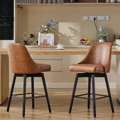 Swivel Bar Stools Set of 2, 30" Height Upholstered Barstools Comfortable Seat, Counter Height Bar Stools with Back for Kitchen, Home Bar, Dining Room