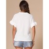 INSPIRE CHIC Women's Crewneck Ruffle Sleeves Waffle Knit Blouses - 3 of 4