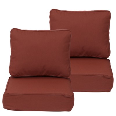 Aoodor Outdoor Patio Chair Cushions Set, Weather-Resistant Sunbrella Fabric Outdoor Cushion with Individual Pocket Springs, Set of 2