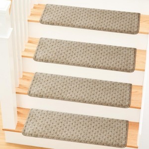 MBIGM Bullnose Non-Slip Stair Treads, 9.5" x 30" Wooden Steps Protection - TPU Backing & Steel Reinforcement - Anti-Slip - 1 of 4