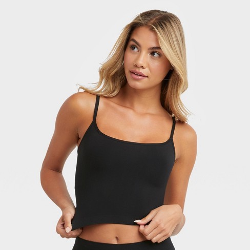 Women's Ribbed Cami Crop Tops Cropped Camisole with Built in Bra Tank Top 