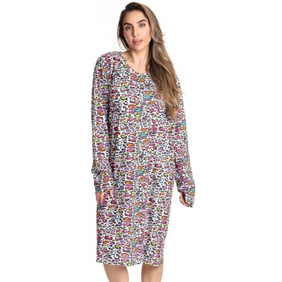 Just Love Womens Nightgown - Long Sleeve Henley Oversized Sleepwear Gown
