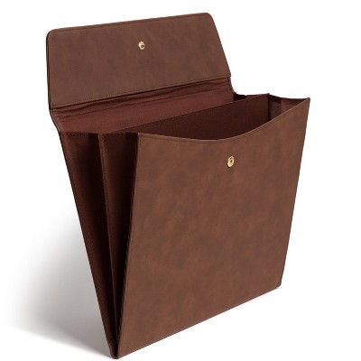 U Brands File Organizer Brown Pleather: Polyurethane File Holder, No Assembly Required, 14.5" Height, 9.25" Width