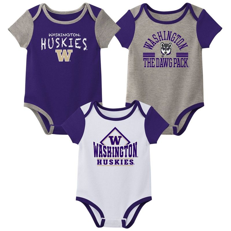 NCAA Washington Huskies Infant Boys&#39; 3pk Bodysuit, 1 of 5