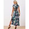 Allegra K Women's Tropical 2-Piece Wrap Crop Top and Hawaiian Ruched Front Maxi Skirt Set - 3 of 4
