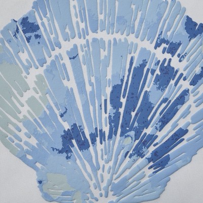 White and Blue Seashell Print 18" Square Throw Pillow
