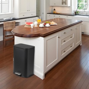 Stainless Steel Trash Can with Soft-Close Lid & Removable Inner Bucket for Bathroom, Kitchen Bedroom - 1 of 4