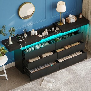 Dyonery 6/9 Drawer Dresser with Power Outlet,Dresser with LED Light,Modern Chest of Drawers for Closet,Double Wide Drawer Organizer Cabinet for Room - 1 of 4