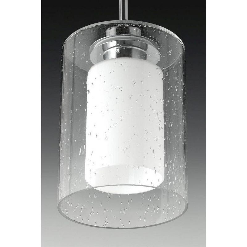 Progress Lighting, Double Glass, 1-Light Mini-Pendant, Polished Chrome, Seeded & Etched Glass, Steel, Damp Rated, 3 of 5