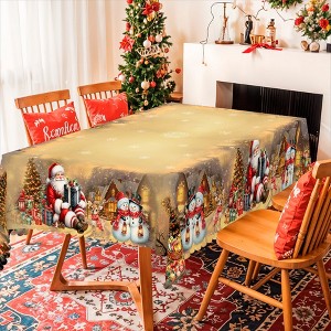 Christmas Tablecloth, Festive Holiday Dining Table Cover with Seasonal Patterns, Dustproof Easy-Care for Home Decor - 1 of 4