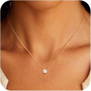 Y-Shaped Drop Pendant Necklace for Women, 14K Gold/Silver Plated with CZ Accents - 1 of 4