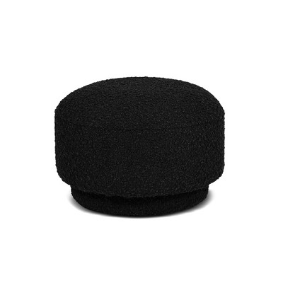 Fuji 15" Ebony Black Boucle Mushroom Footstool Ottoman