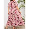 YESFASHION Women Plus Size Wrap Dress High Waist Short Sleeve Ruffle Casual Summer Maxi Dresses with Belt - 2 of 4