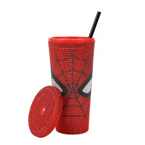 Spider-Man Mask & Logo Red 24 Oz Rhinestone-Studded Plastic Cup - 1 of 4