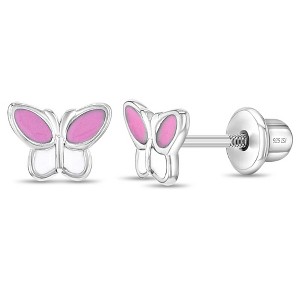 Baby Girls' Simply Butterflies Screw Back Sterling Silver Earrings - Pink - In Season Jewelry - 1 of 4