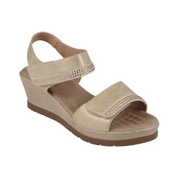 Gc Shoes Dafni Gold 6.5 Embellished Two-tone Comfort Slide Wedge Sandals :  Target