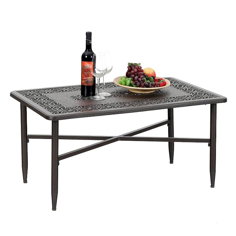38.6&#34;x23&#34; Rectangular Outdoor Patio Cast Aluminum Coffee Table with Frosted Surface - Captiva Designs, 5 of 9
