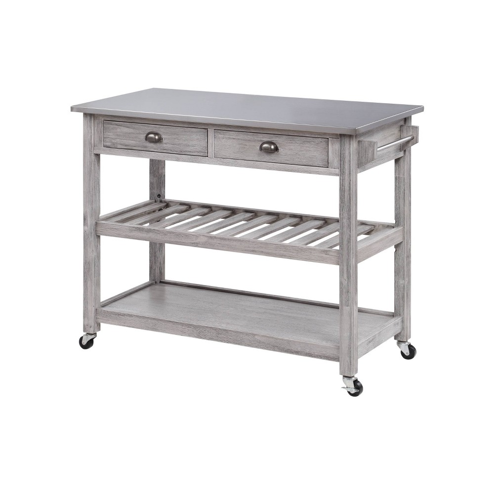 Sonoma Kitchen Cart Storm Gray - Boraam: Portable Island with Towel Rack & Adjustable Shelf