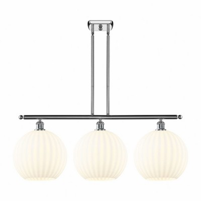 White Venetian - 3 Light Stem Hung Island In Modern Style-14 Inches Tall and 38.5 Inches Wide