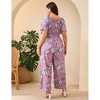 Plus Size Wide Leg Jumpsuit Women Summer Short Sleeve Smocked Waist Belt Side Pockets - 3 of 4