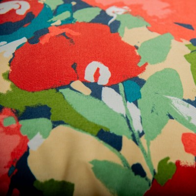22"x22" Multicolor Floral Canvas Indoor/Outdoor Throw Pillow
