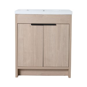 SEVOBAL Bathroom Vanities 30 Inch Freestanding Vanity with Resin Sink and Soft Close Doors for Bathroom, Beige, 30"*18.3"*35" - 1 of 4