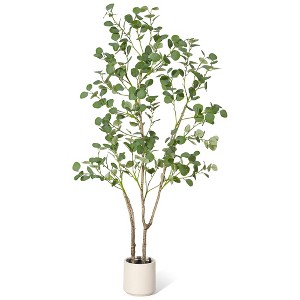 Coucheta 4/5/6/7ft Artificial Eucalyptus Tree in Pot, Large Faux Potted Plant with Realistic Trunk for Indoor Outdoor, Home Office Living Room Decor - 1 of 4