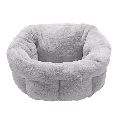 Small Gray Faux Fur Outdoor Pet Bed