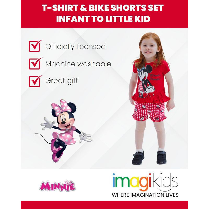 Disney Minnie Mouse T-Shirt and Shorts Outfit Set Infant to Little Kid, 2 of 7