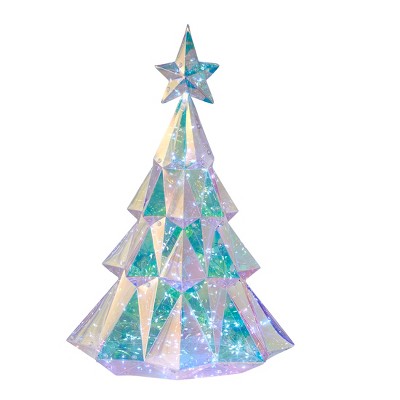 Christmas Prismatic Iridescent Diamond Christmas  Tree 19", LED lights
