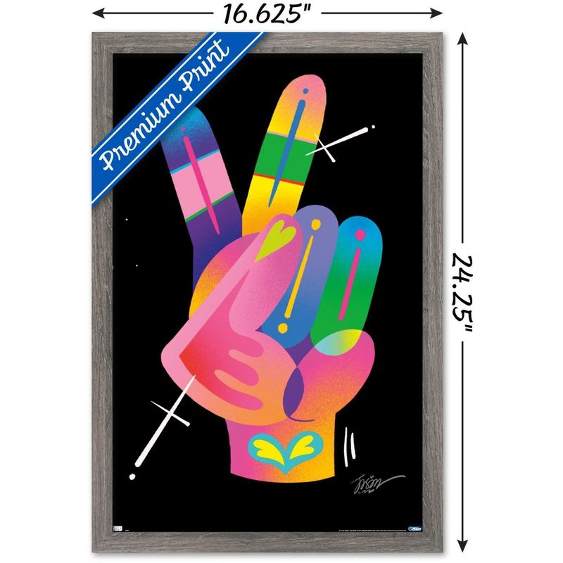 Trends International Jason Naylor - Peace Sign Hand Framed Wall Poster Prints, 3 of 7