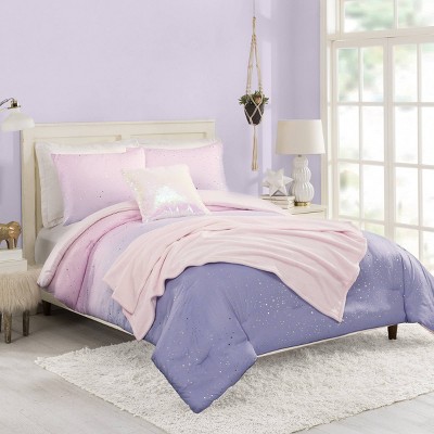 Full/queen Teen Modern Luxe Floral Comforter Set Pink/gray/blue - Makers  Collective : Target