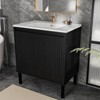 KWPZQEB Fluted Bathroom Vanity Cabinet with Sink, Freestanding Vanity With Doors, Mid-Century Floor-Standing Cabinet, Storage Cupboard for Bathroom - 2 of 4