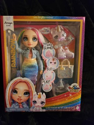 Rainbow High Amaya (Rainbow) with Slime Kit & Pet - Rainbow 11” Shimmer  Doll with DIY Sparkle Slime, Magical Yeti Pet and Fashion Accessories